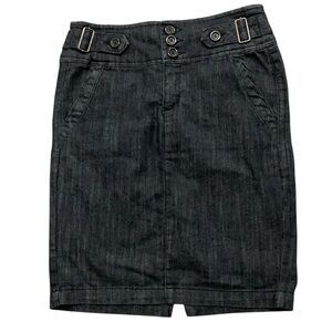 Vintage BoomBoom Jeans Jean Skirt Size Medium Buckle Design Blue Denim Pockets